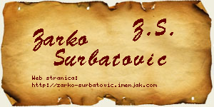 Žarko Šurbatović vizit kartica